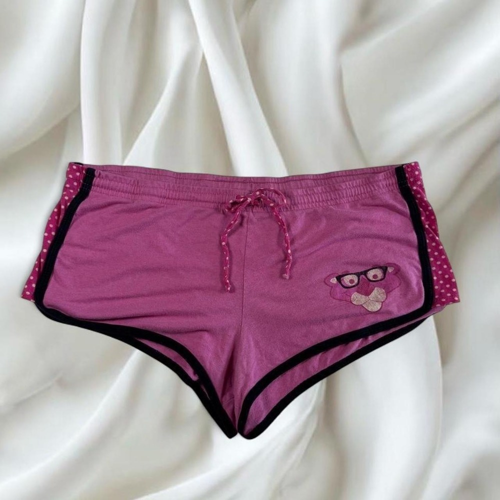 Y2K vintage Pink Panther graphic pink polka dot shorts